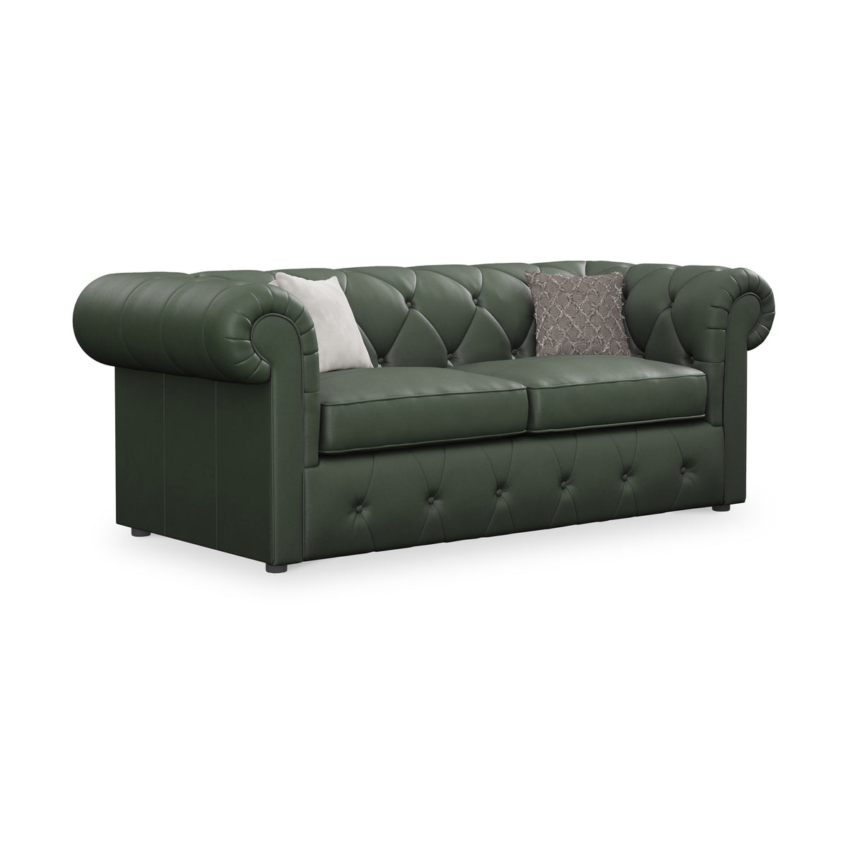 Everett Leather 3 Seater Sofa Bed Green from Roseland Furniture