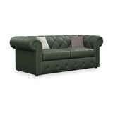 Everett Leather 3 Seater Sofa Bed Green from Roseland Furniture