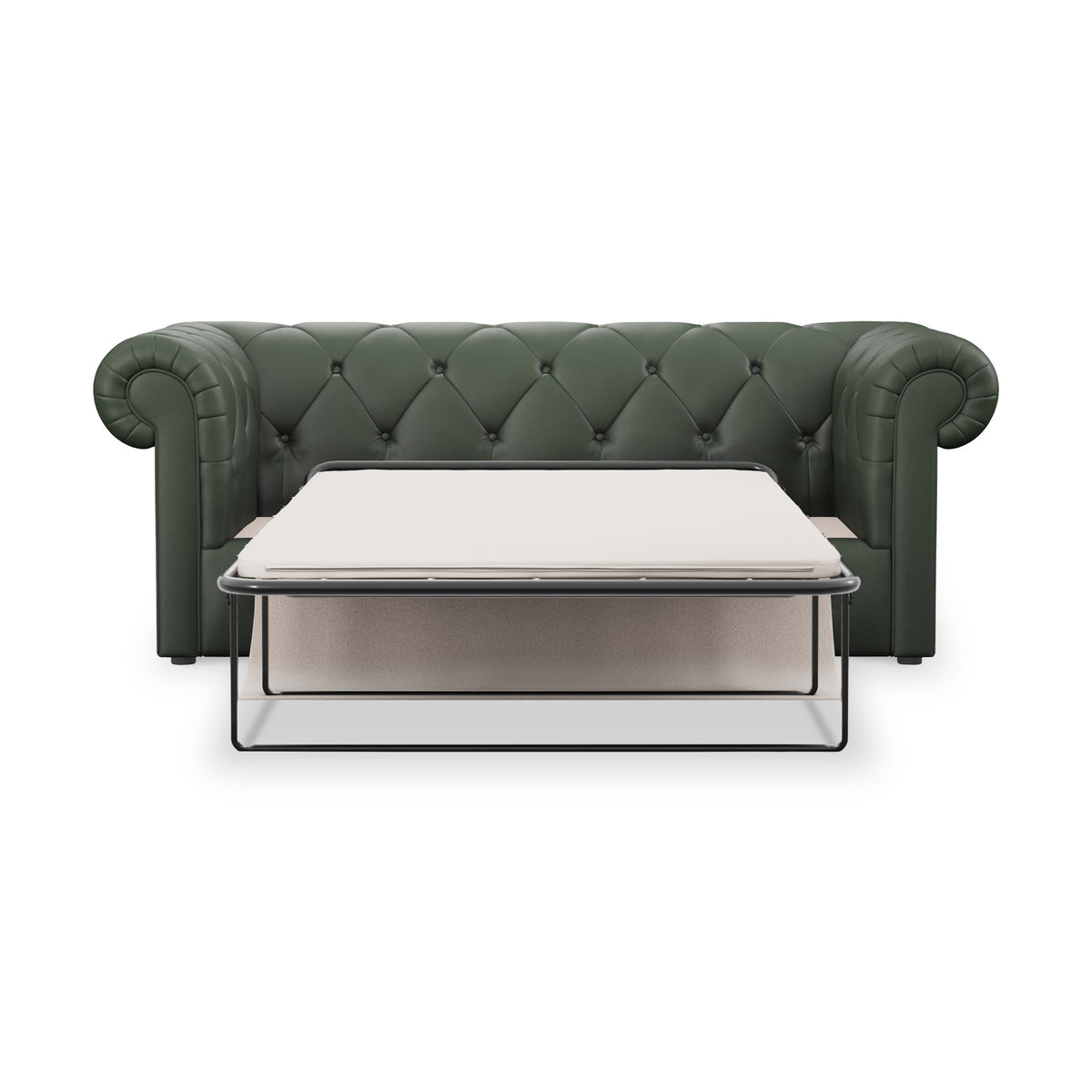 Everett Leather 3 Seater Sofa Bed Green from Roseland Furniture