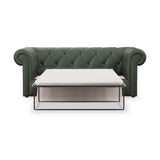 Everett Leather 3 Seater Sofa Bed Green from Roseland Furniture