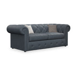 Everett Leather 3 Seater Sofa Bed Navy from Roseland Furniture