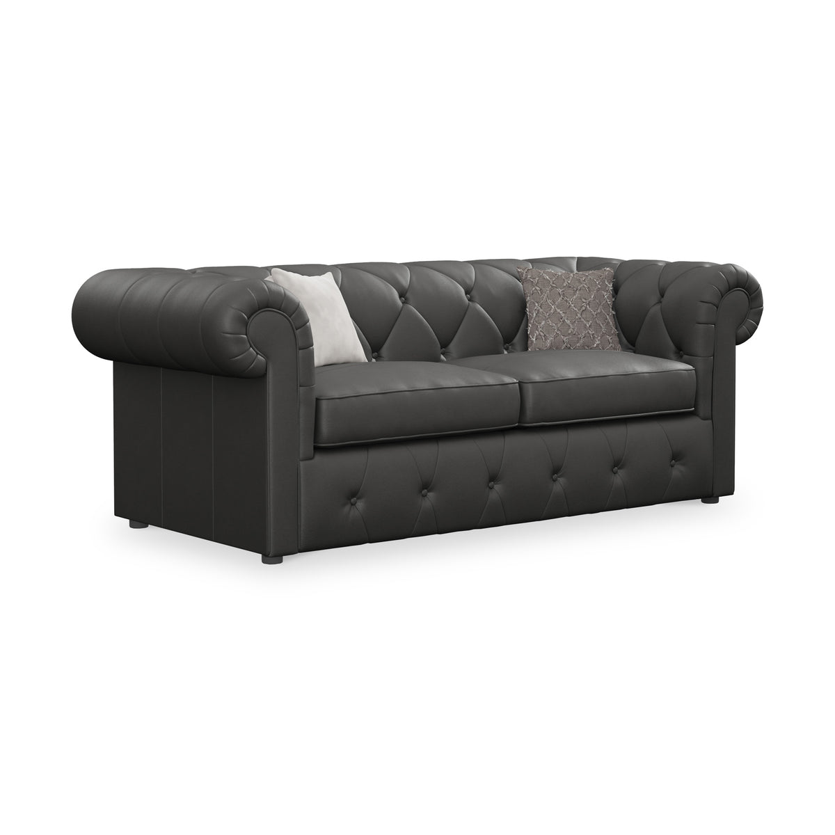 Everett Leather 3 Seater Sofa Bed Raven from Roseland Furniture