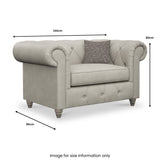 Everett Leather Snuggle Chair Dimensions