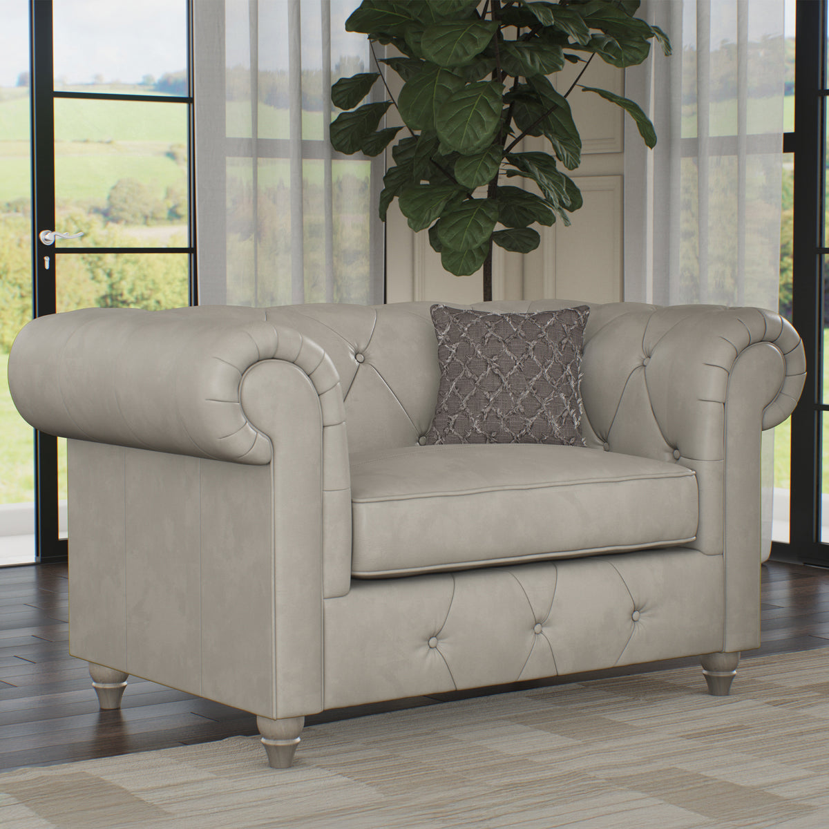 Everett Leather Snuggle Chair Cloud Washed Feet from Roseland Furniture