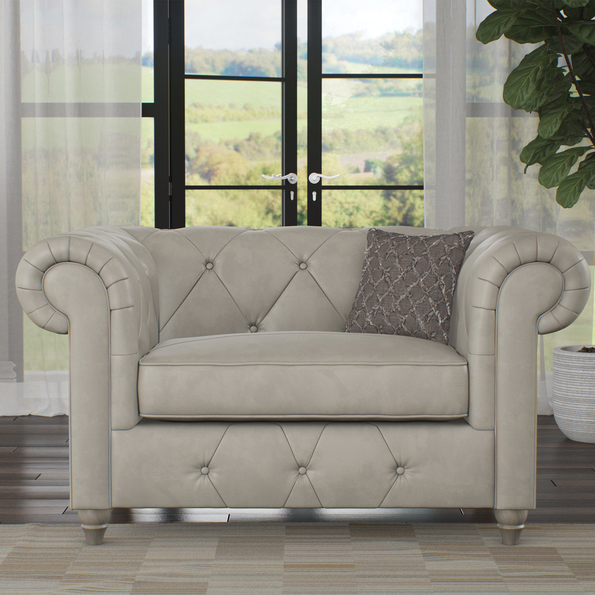 Everett Leather Snuggle Chair Cloud Washed Feet from Roseland Furniture