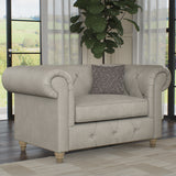Everett Leather Snuggle Chair Cloud Walnut Feet from Roseland Furniture