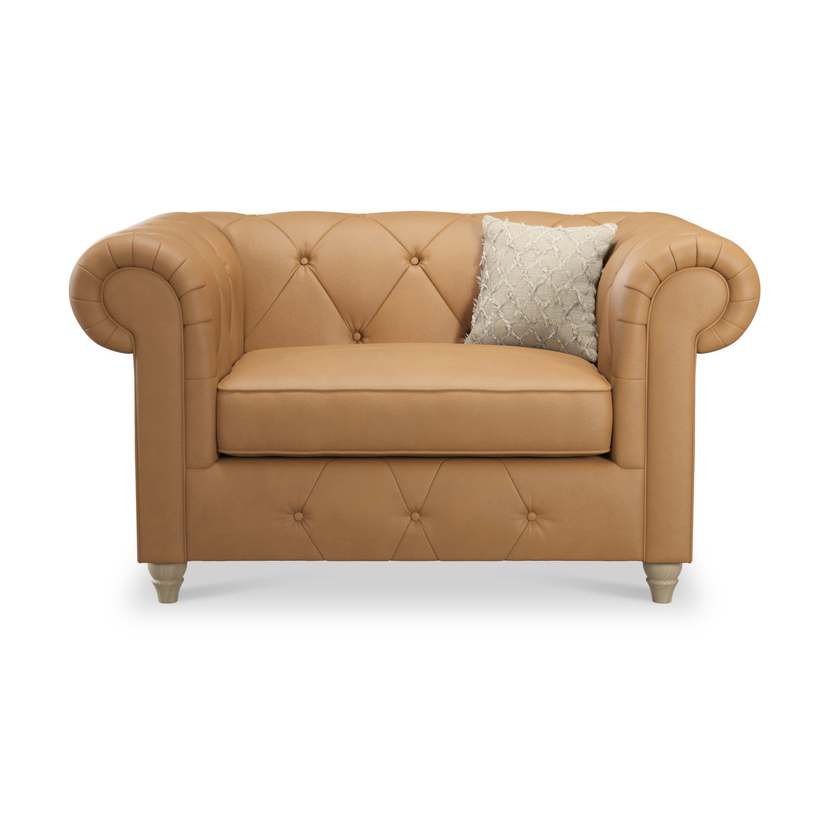 Everett Leather Snuggle Chair Saddle Walnut Feet from Roseland Furniture