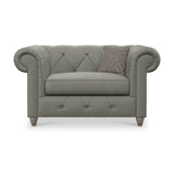 Everett Leather Snuggle Chair Stone Grey Washed Feet from Roseland Furniture
