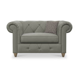 Everett Leather Snuggle Chair Stone Grey Walnut Feet from Roseland Furniture