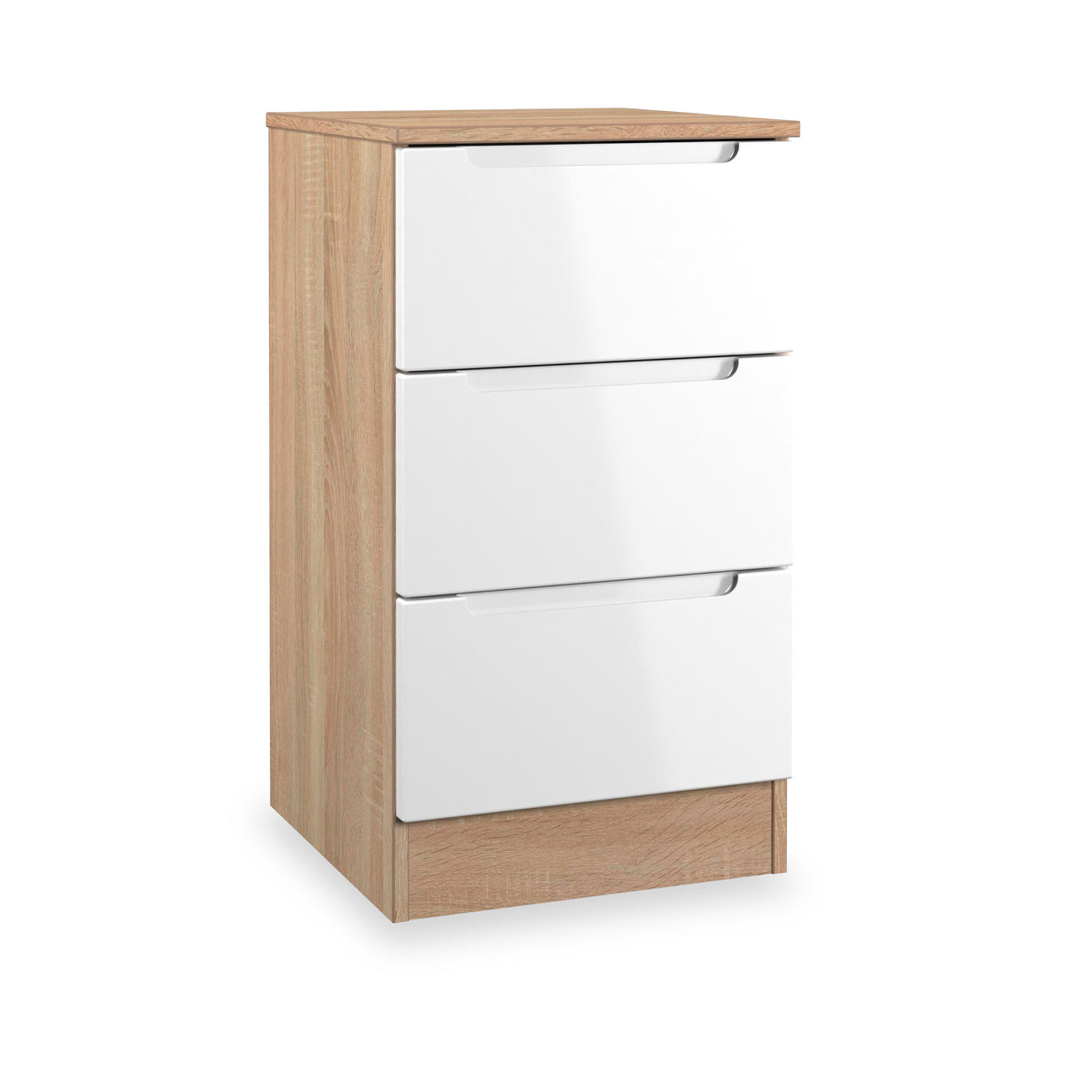 Henshaw 3 Drawer Bedside Table White Oak from Roseland Furniture