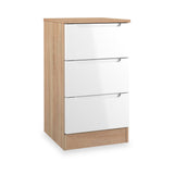 Henshaw 3 Drawer Bedside Table White Oak from Roseland Furniture