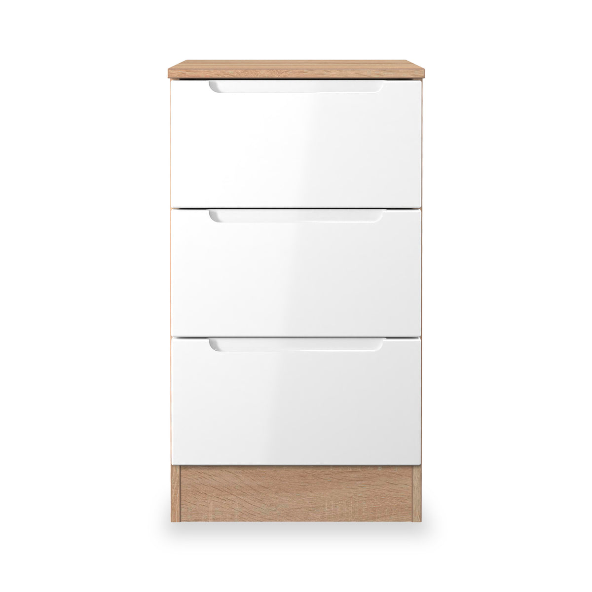 Henshaw 3 Drawer Bedside Table White Oak from Roseland Furniture