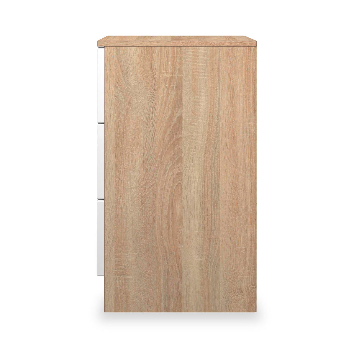 Henshaw 3 Drawer Bedside Table White Oak from Roseland Furniture