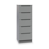 Henshaw 5 Drawer Tall Boy Bedside Table Dusk Grey from Roseland Furniture