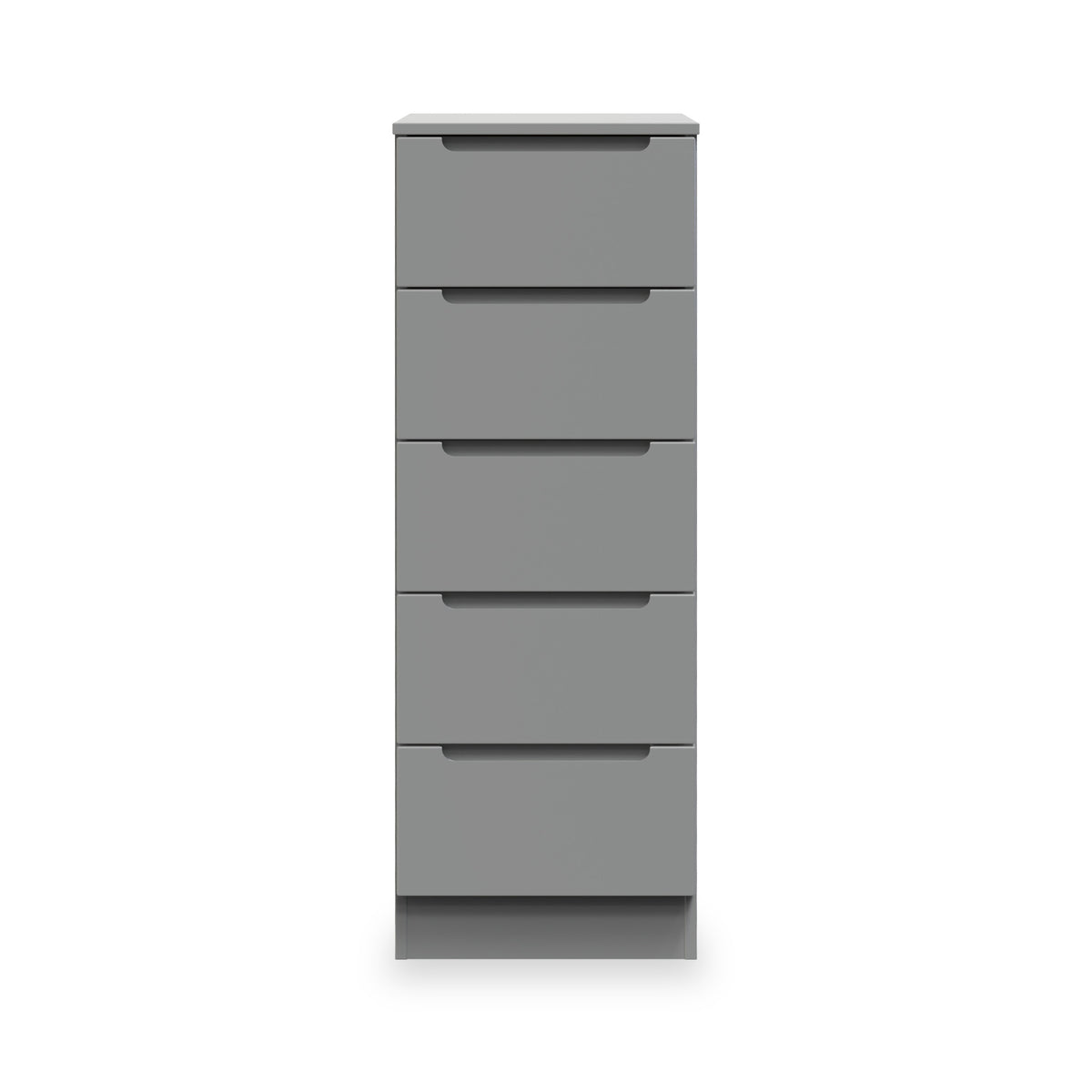 Henshaw 5 Drawer Tall Boy Bedside Table Dusk Grey from Roseland Furniture