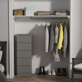Henshaw 5 Drawer Tall Boy Bedside Table Dusk Grey from Roseland Furniture