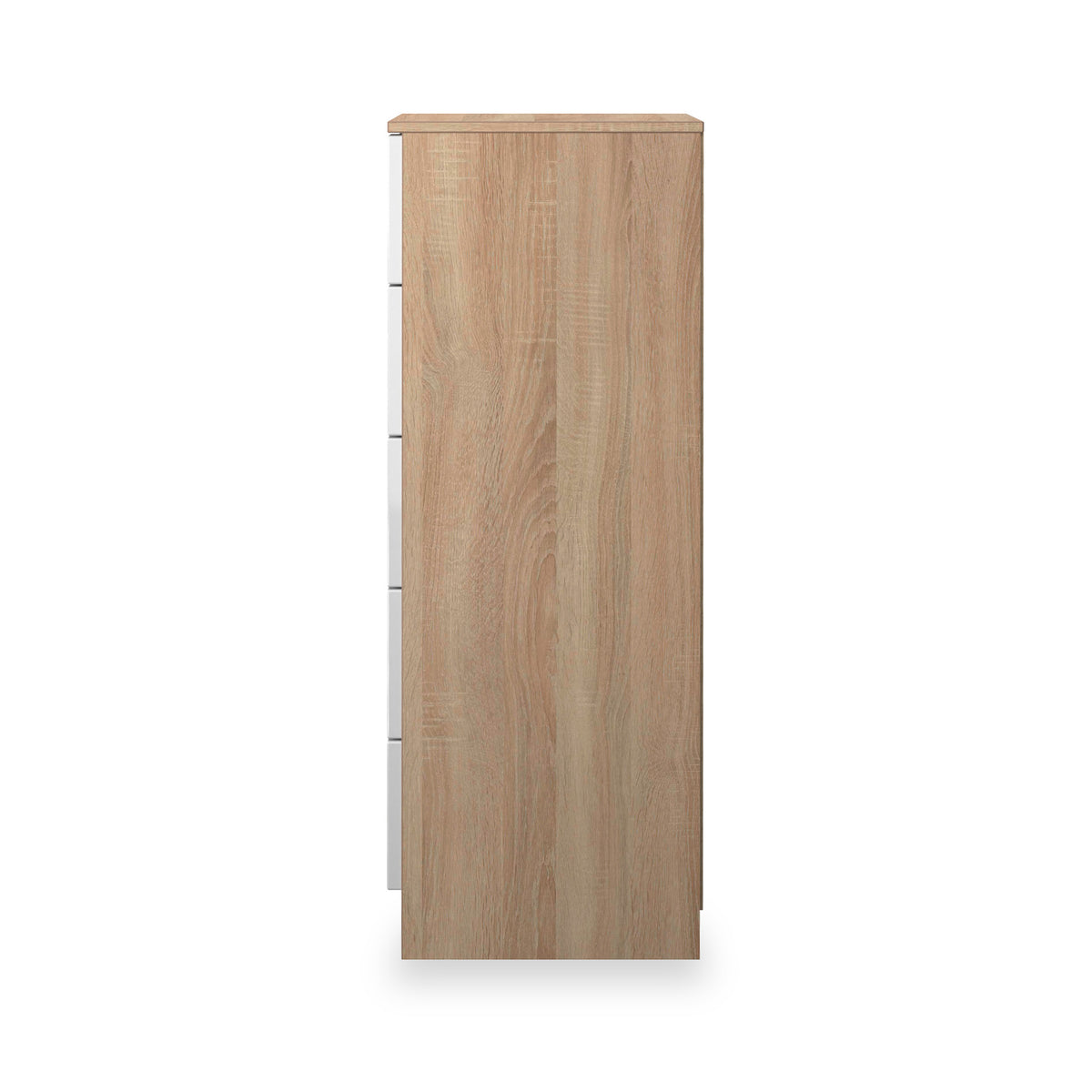 Henshaw 5 Drawer Tall Boy Bedside Table White Oak from Roseland Furniture