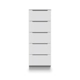 Henshaw 5 Drawer Tall Boy Bedside Table White from Roseland Furniture