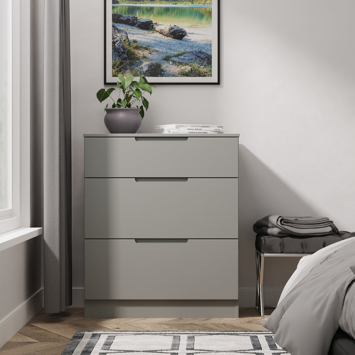 Henshaw 3 Drawer Deep Chest Dusk Grey from Roseland Furniture