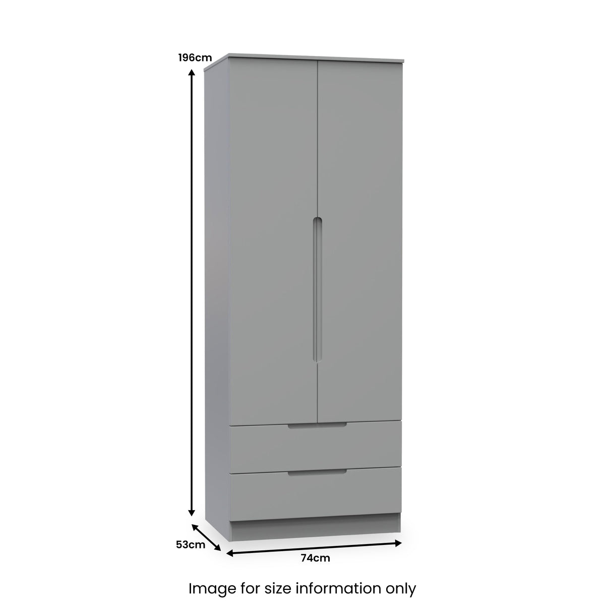 Henshaw 2 Drawer Double Wardrobe Dusk Grey from Roseland Furniture