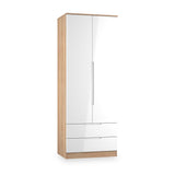 Henshaw 2 Drawer Double Wardrobe White Oak from Roseland Furniture
