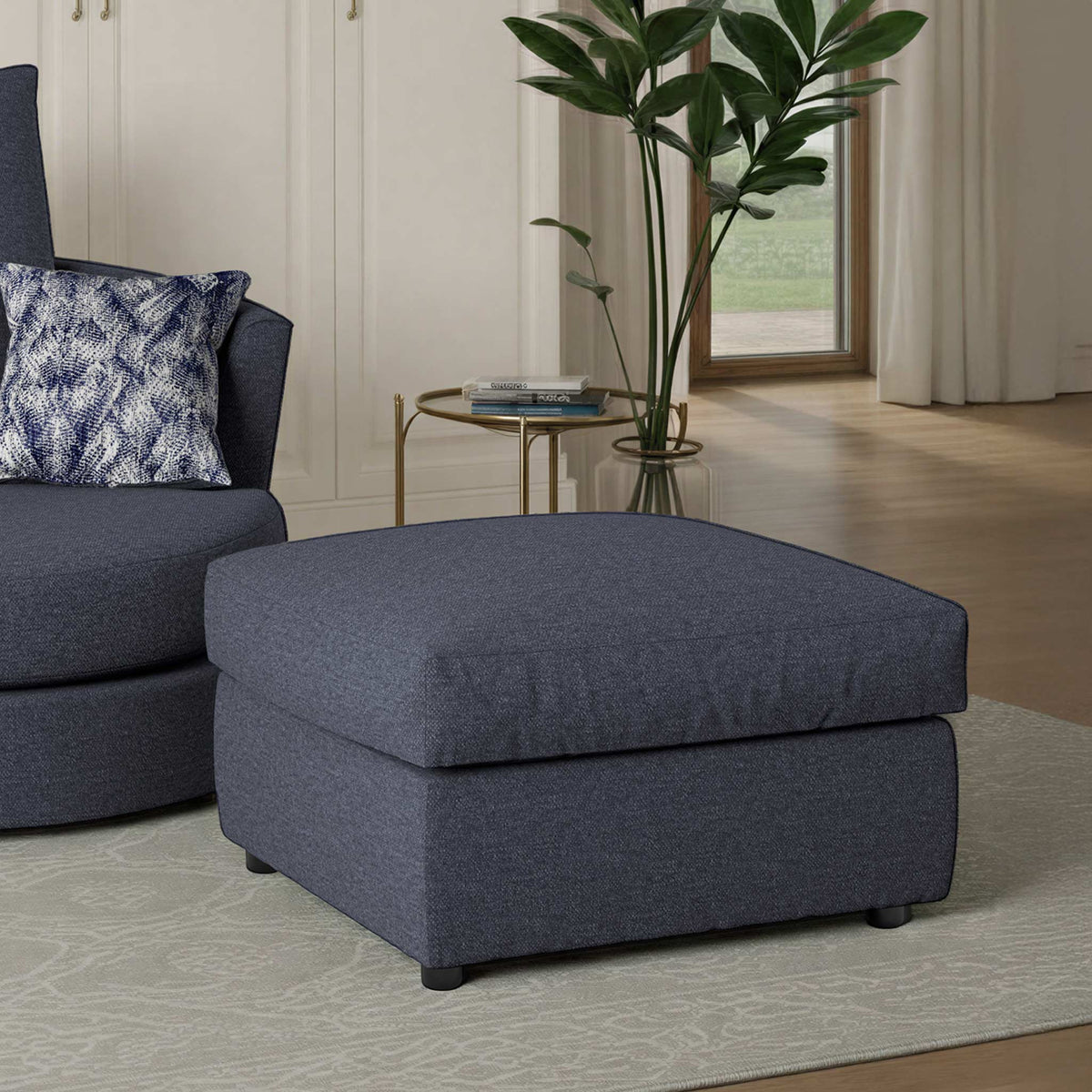 Tisha Navy Footstool by Roseland Furniture
