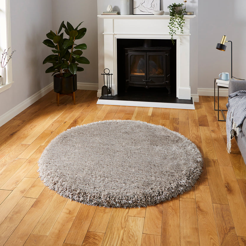 Newton Deluxe Shaggy Circular Rug for Living Room or Bedroom Roseland