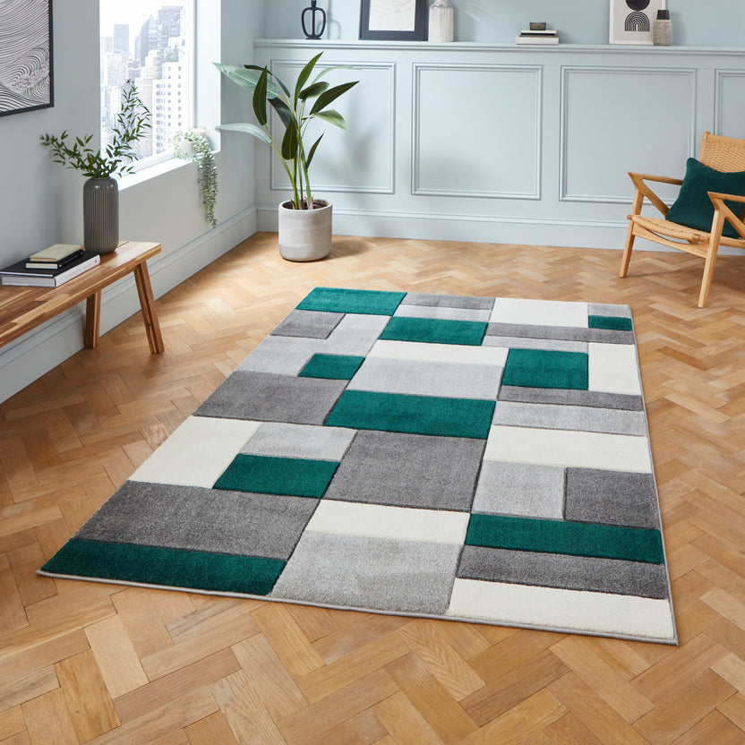 Regis Geometric Cube Rectangular Rug for Living Room or Bedroom ...