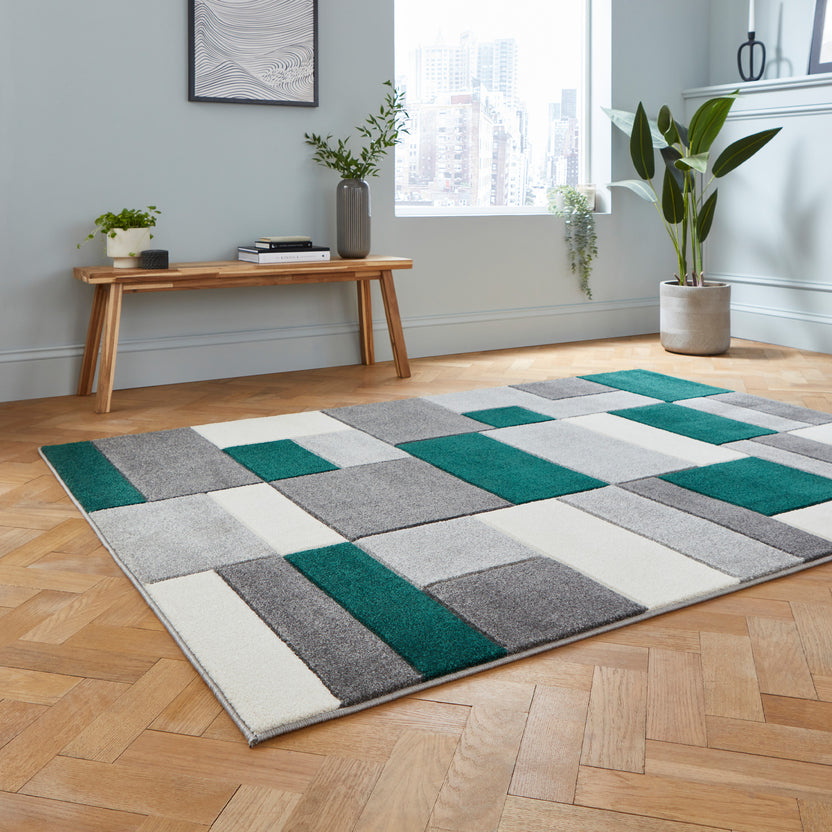 Regis Geometric Cube Rectangular Rug for Living Room or Bedroom ...
