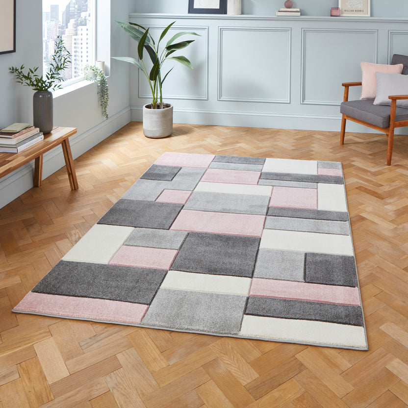 Regis Geometric Cube Rectangular Rug for Living Room or Bedroom ...