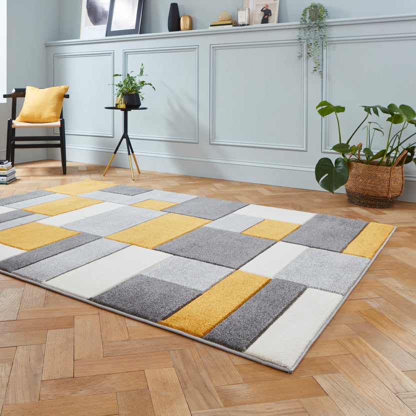 Regis Geometric Cube Rectangular Rug for Living Room or Bedroom ...
