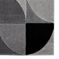 Regis Grey Black Geometric Leaf Rug