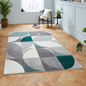 Regis Grey Green Geometric Leaf Rug for living room