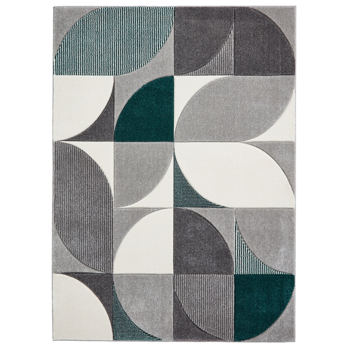 Regis Grey Green Geometric Leaf Rug from Roseland Furniture