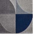 Regis Grey Navy Blue Geometric Leaf Rug