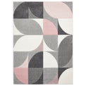 Regis Grey Rose Pink Geometric Leaf Rug from Roseland Furniture