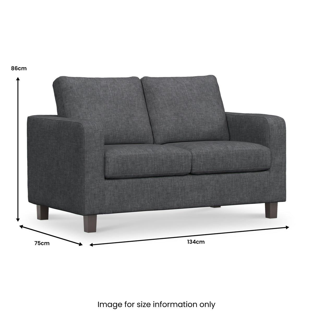 Myles Grey Fabric 2 Seater Sofa dimensions