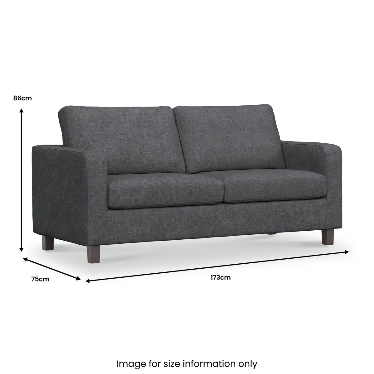 Myles Grey Fabric 3 Seater Sofa dimensions