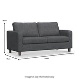 Myles Grey Fabric 3 Seater Sofa dimensions