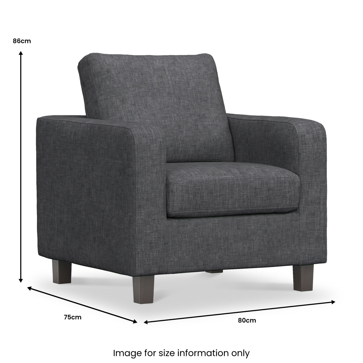 Myles Grey Fabric Armchair dimensions