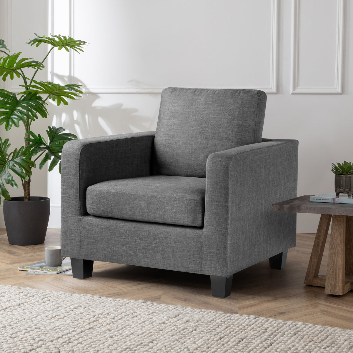 Myles Grey Fabric Armchair for living room