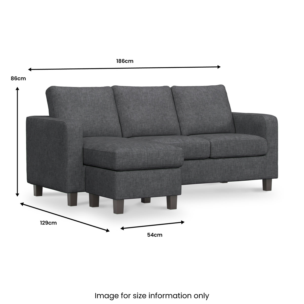 Myles Reversible Chaise Sofa dimensions
