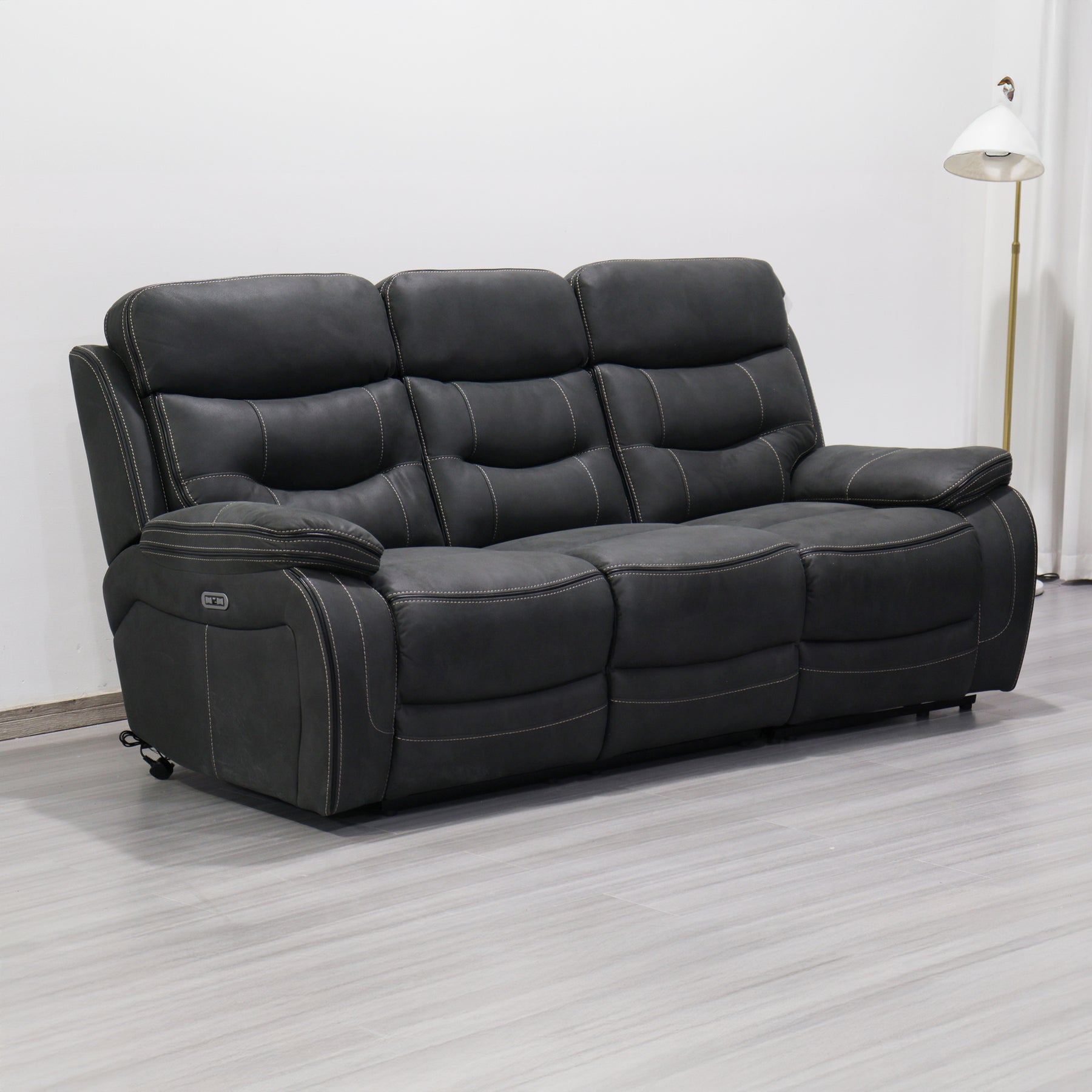 Stanford Charcoal Dual Motor Power Reclining 3 Seater Sofa from Roseland Furniture