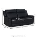 Alden Black Leather Recliner 3 Seater Sofa dimensions