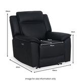 Alden Black Leather Power Recliner Armchair dimensions