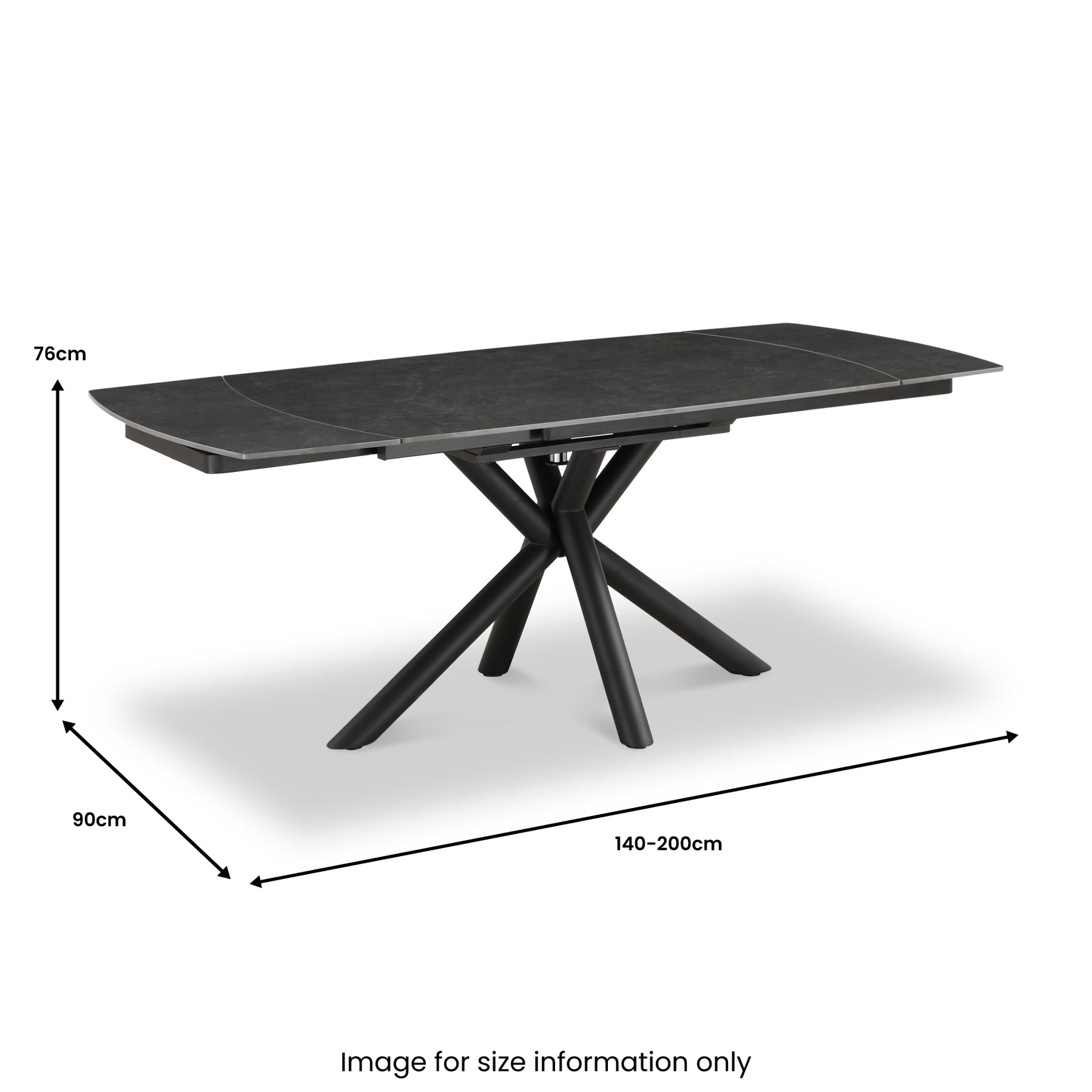 Draven 140-200cm Extending Ceramic Dining Table dimensions