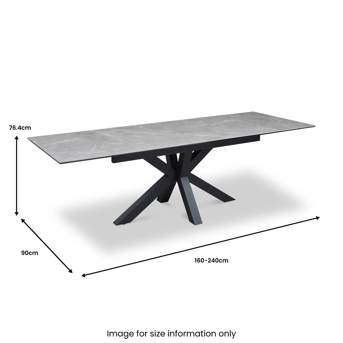 Mussi Grey 160-240cm Extending Ceramic Dining Table from Roseland Furniture