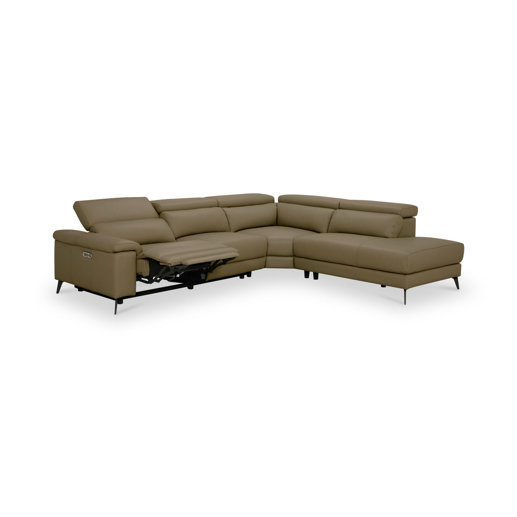 Radford Leather Power Recling Corner Chaise Sofa LHF Taupe from Roseland Furniture