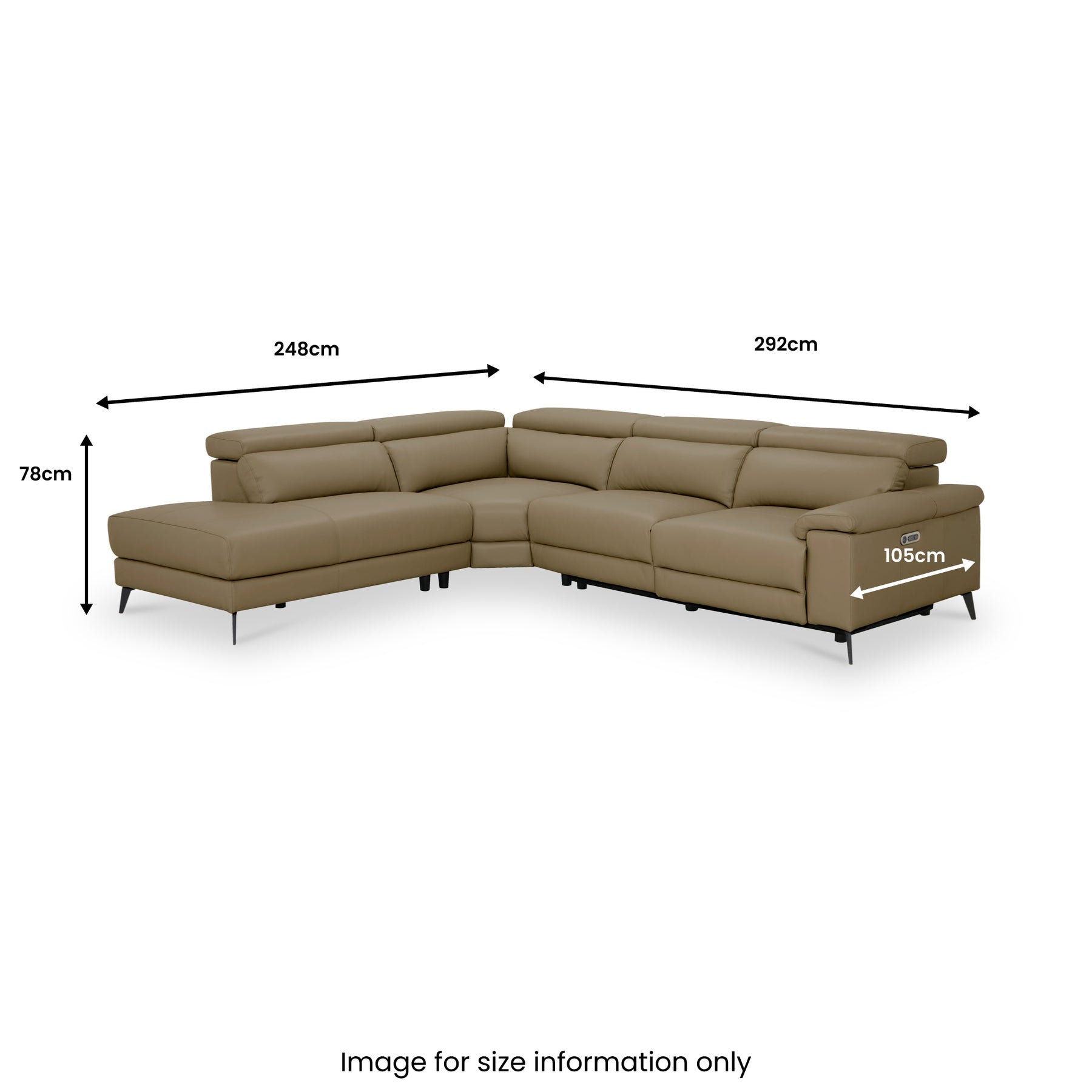 Radford Leather Power Recling Corner Chaise Sofa LHF Taupe from Roseland Furniture