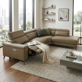 Radford Taupe Leather Power Reclining Corner Chaise Sofa from Roseland Furniture